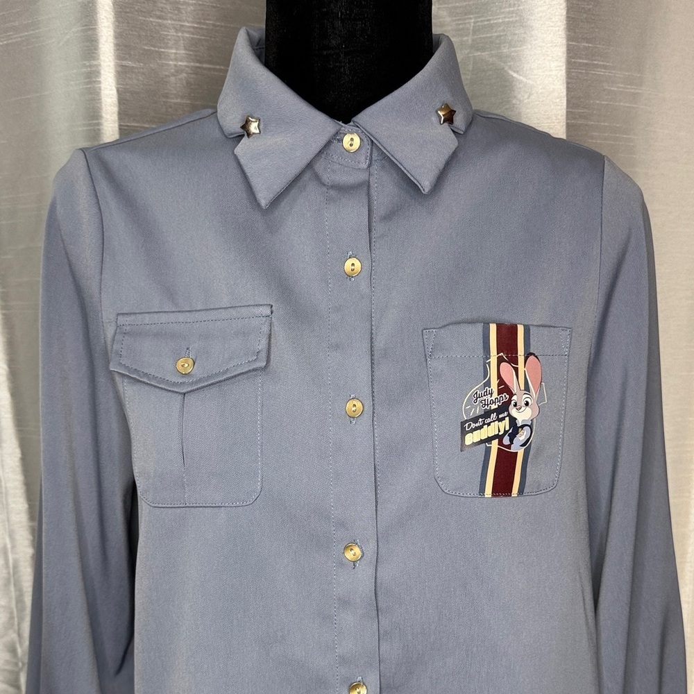 Disney Judy Hopps Button Up SNBL Zootopia Cosplay Animal Police Costume Womens L